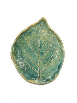 Podstawka ceramiczna liść błękitna