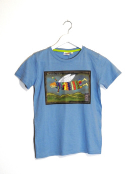 Koszulka dziecięca z nadrukiem Lecący Anioł niebieska