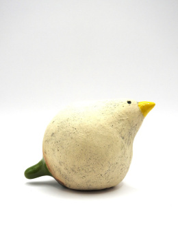 Ptak ceramiczny z zielonym ogonem