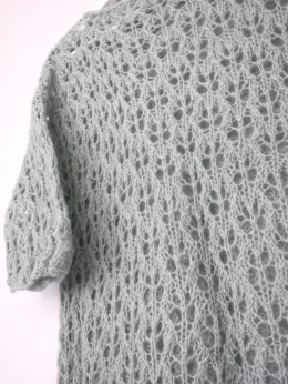 Wzorzysty sweter z krótkim rękawem w kolorze jasnej mięty 100% Alpaka