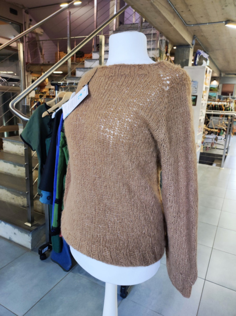 Brązowy klasyczny sweter 100% Alpaka