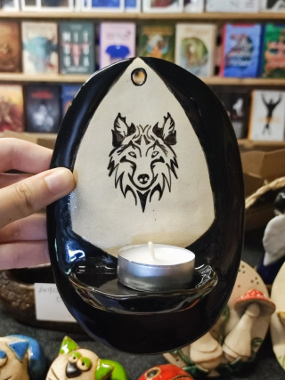 Obrazek rzeźba ceramiczna na ścianę z wilkiem