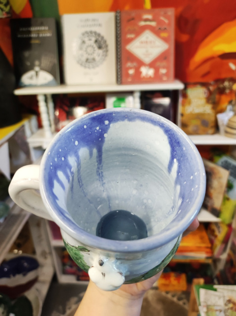 Ozdobny kubek ceramiczny ręcznie lepiony pejzaż błękitny 10 Ozdobny kubek ceramiczny ręcznie lepiony pejzaż błękitny 10