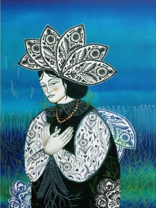 Grafika "Cisza" w drewnianej ramie