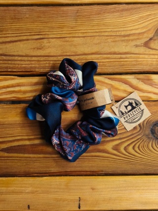 Jedwabna gumka do włosów jedwab 100% granatowa