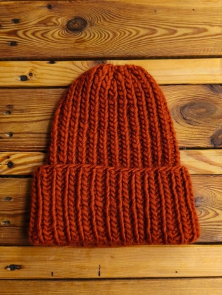 Wełniana ciemnoczerwona czapka 100% Wełna Owcza